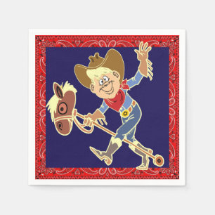 Western Party Cowboy Kind auf Stick Pferd Serviette