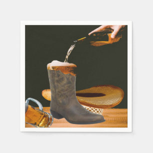 Western Party Cowboy Stiefel Hut und Bier Napkins Serviette