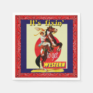 Western Party Cowgirl Horse Fixin' zu Western Serviette
