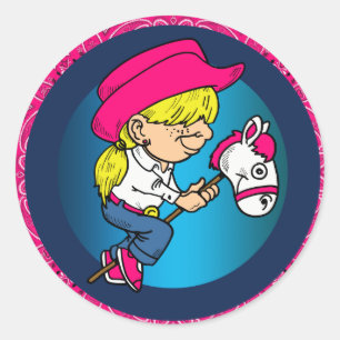 Western Party Cowgirl Reitsticker Runder Aufkleber