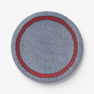 Western-Party-Denim-Druck-Papier-Teller Pappteller