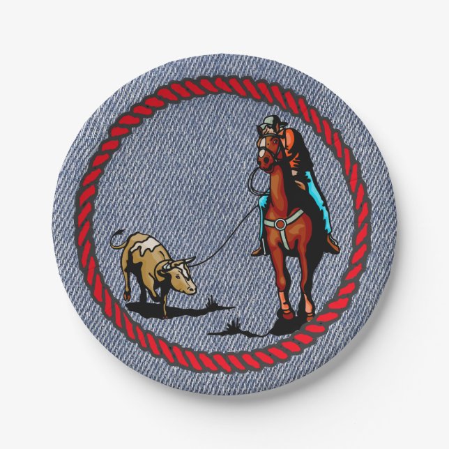 Western Party Denim Print Paper Teller (Vorderseite)