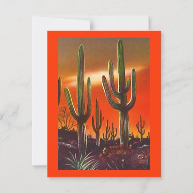 WESTERN PARTY EINLADUNG SW SUNSET SAGUARO CACTUS (Vorderseite)