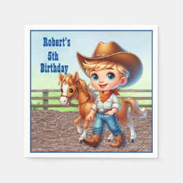 Western Party Kleiner Cowboy mit Pferdemassage Serviette