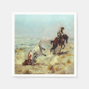 Western Party Napkins Cowboy Roping A Steer Serviette