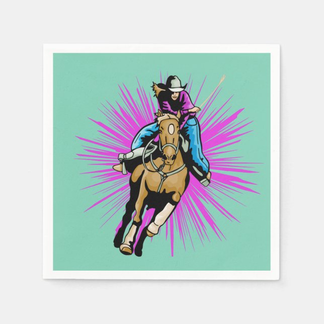 Western Party Napkins Cowgirl on Horse Serviette (Vorderseite)