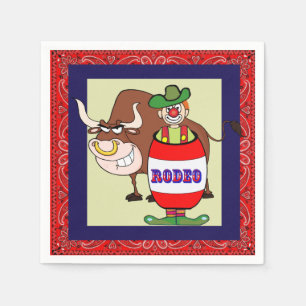 Western-Party-Rodeo-Clown-Fass und Stier Serviette