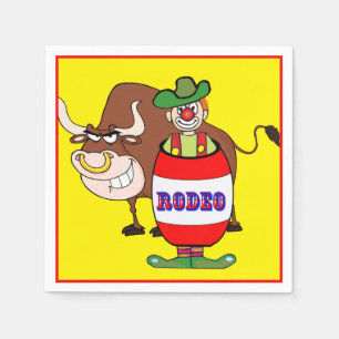 Western Party Rodeo Clown in Barrel und Bull Serviette