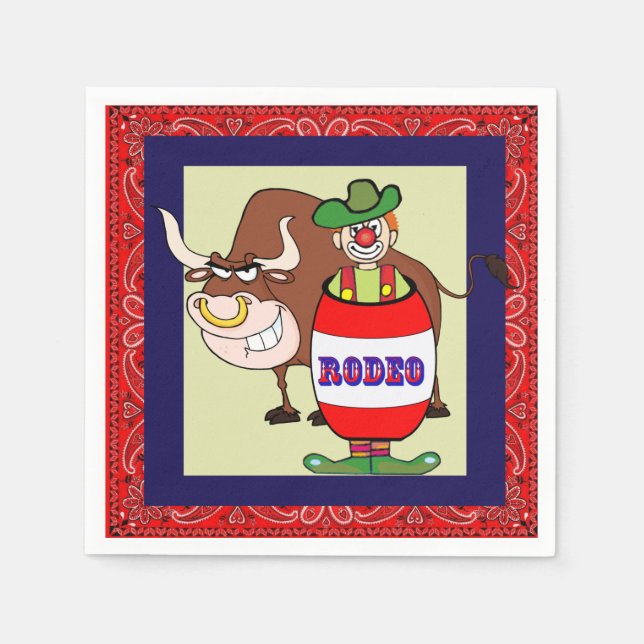 Western Party Rodeo Clownfass und Bulle Serviette (Vorderseite)