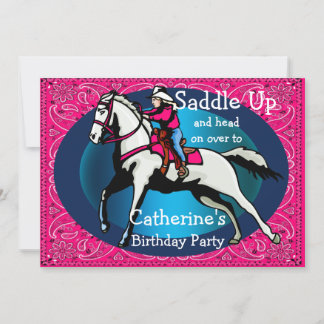 Western Party Rodeo Cowgirl Horse Barrel Racing Einladung