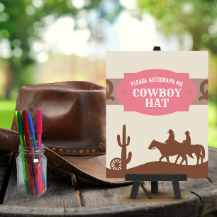 Western Party Rosa "Autograph my Cowboy Hat" Unter Poster