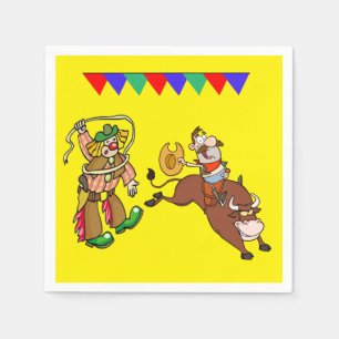 Western-Party-Stier-Reiter und Rodeo-Clown Serviette