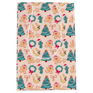 Western Pastel Cowboy Christmas Gift Mittlere Geschenktüte