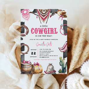 Western Pink Aquarell Kinderdusche Einladung