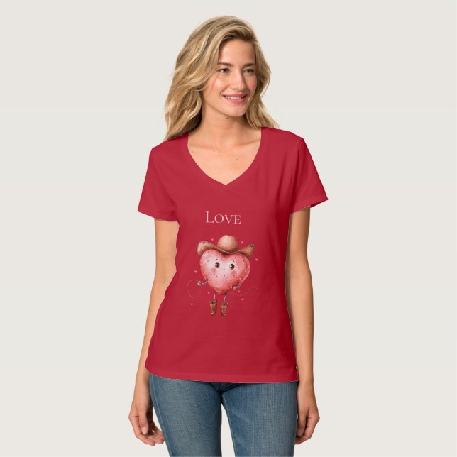 Western Pink Balloons Pferd T-Shirt (Vorderseite Vollansicht)