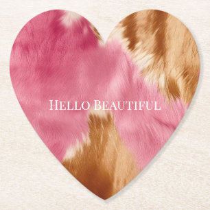 Western Pink Brown Cream Cowgirl Cowhide Untersetzer