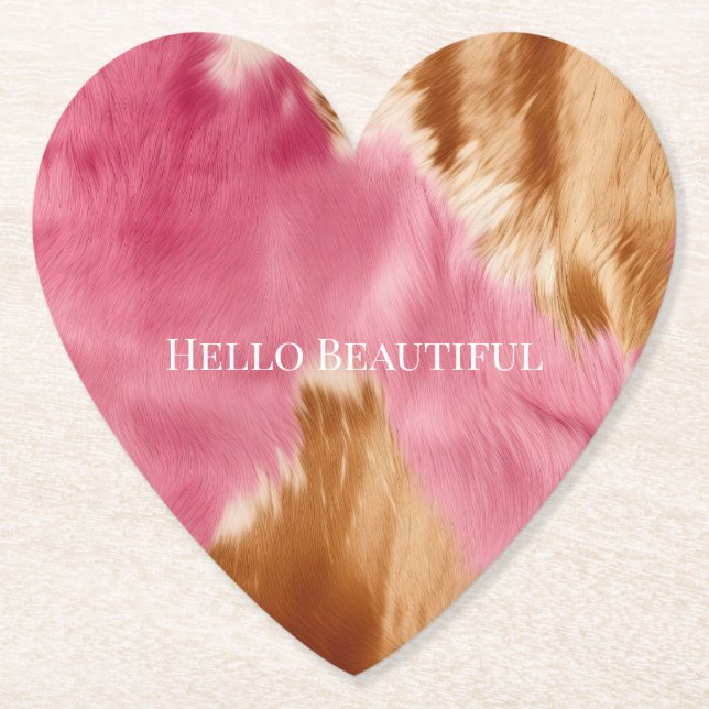 Western Pink Brown Cream Cowgirl Cowhide Untersetzer (Vorderseite)