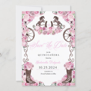 Western Pink Charro Save the Date Quinceañera Einladung