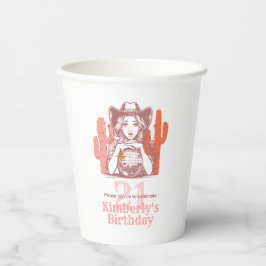 Western Pink Cowgirl Disco 21st Birthday Party Pappbecher