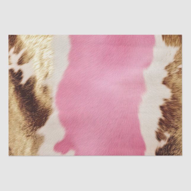 Western Pink Creme Gold Cowgirl Cowhide Seidenpapier (Vorderseite)