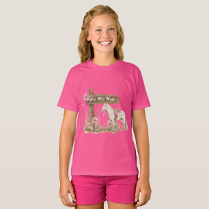 Western Pink Floral Wild Westpferd T-Shirt