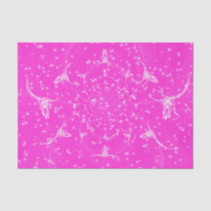 Western Pink Girl Glitzer Kuh Skull Abstrakt Seidenpapier