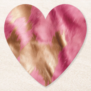 Western Pink Gold Brown Cowgirl Cowhide Untersetzer