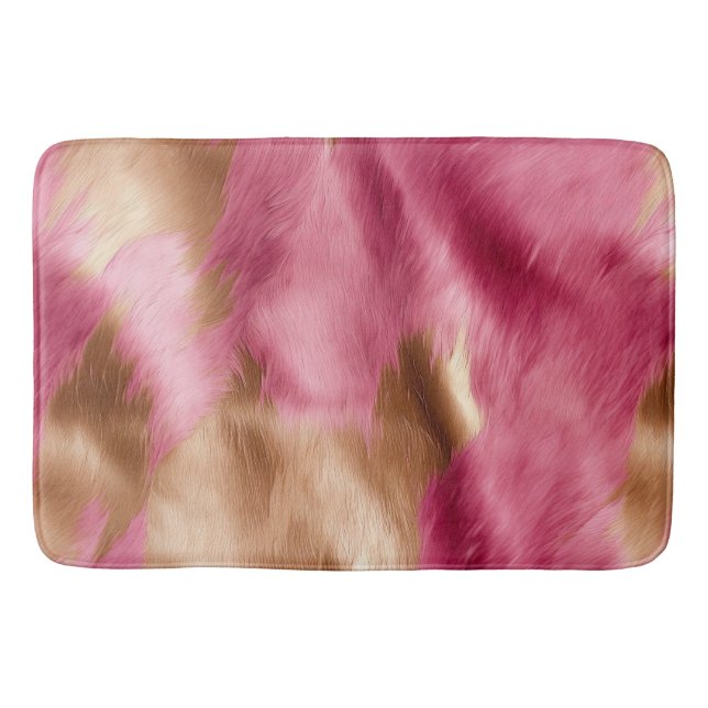 Western Pink Gold Cowgirl Cowhide Badematte (Vorderseite)