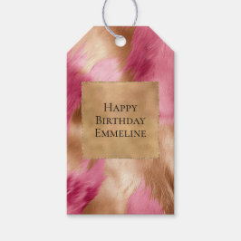 Western Pink Gold Cowgirl Cowhide Geschenkanhänger