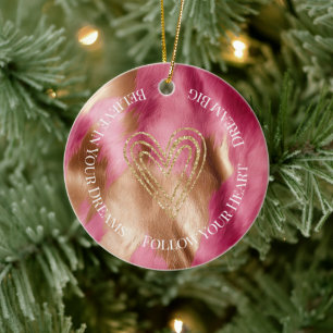 Western Pink Gold Cowgirl Cowhide Keramik Ornament