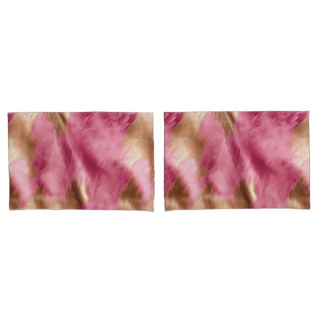 Western Pink Gold Cowgirl Cowhide Kissenbezug (Vorderseite-Set)