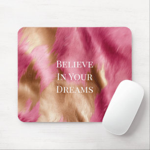 Western Pink Gold Cowgirl Cowhide Mousepad