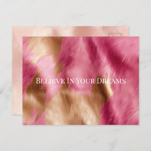 Western Pink Gold Cowgirl Cowhide Postkarte