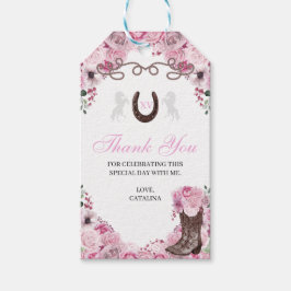 Western Pink Ranchero Quinceanera Gift Tags Geschenkanhänger