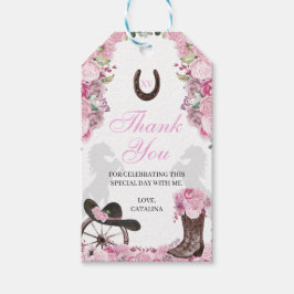 Western Pink Ranchero Quinceanera Gift Tags Geschenkanhänger