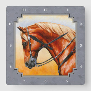 Western Pleasure Quarter Horse Gray Quadratische Wanduhr