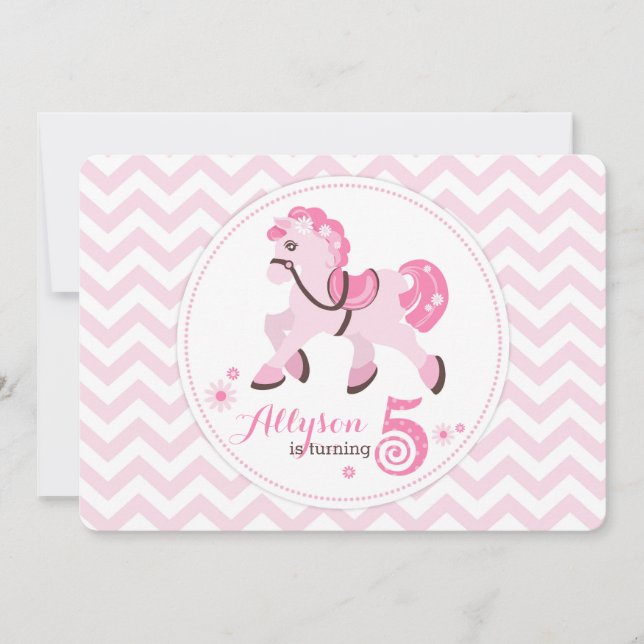Western Pony Zickzack Geburtstag Einladung (Vorderseite)