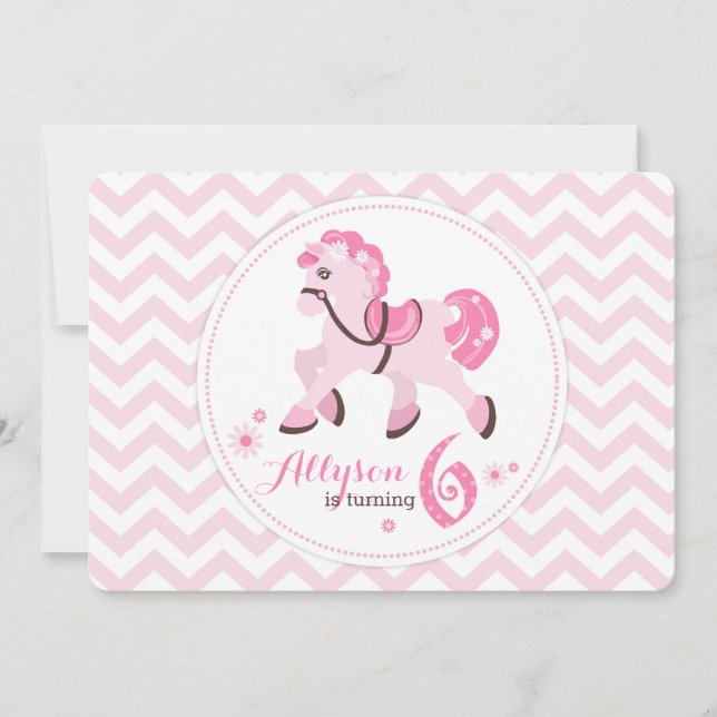 Western Pony Zickzack Geburtstag Einladung (Vorderseite)