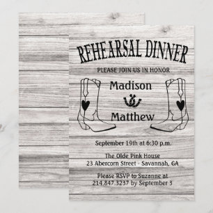 Western Probe Dinner Cowboy Boots Hochzeit Einladung