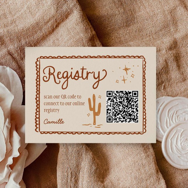Western QR-Brautparty-Registrierung Begleitkarte (Western Bridal Shower Registry  Card with QR Code)