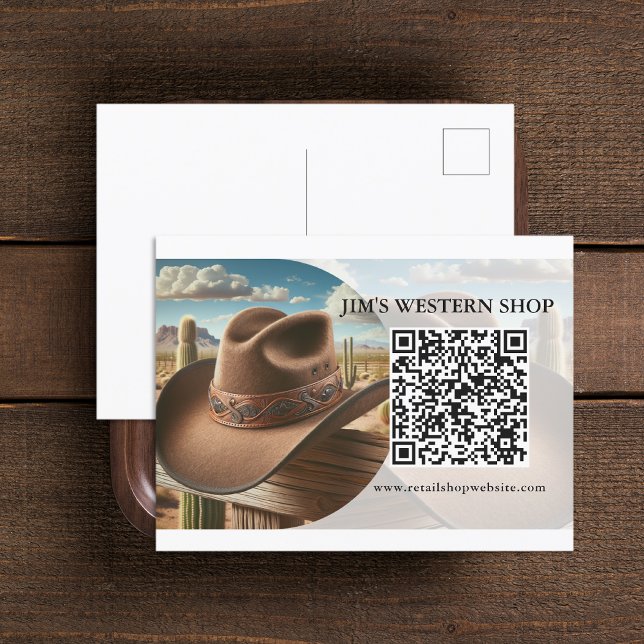 Western QR Code Postkarte (Western QR Code Business Postcard (front and back))