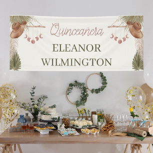 Western Quinceanara Boho Pampas Grass Personalisie Banner