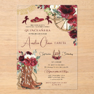 Western Quinceanera Acryleinladungen