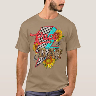 Western Race Day Checkered Flag Light Bolzen Race T-Shirt