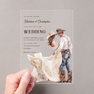 Western Ranch Hochzeitseinladung Acryleinladungen