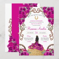 Western Ranch Magenta Pink Floral Quinceañera