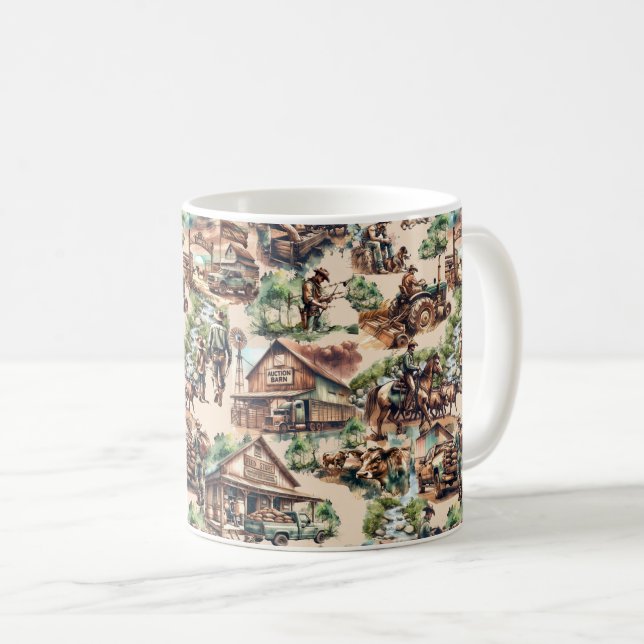 Western Ranch oder Landbebauungslandschaft Kaffeetasse (VorderseiteRechts)