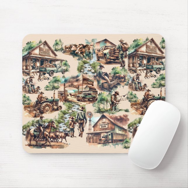 Western Ranch oder Landbebauungslandschaft Mousepad (Mit Mouse)