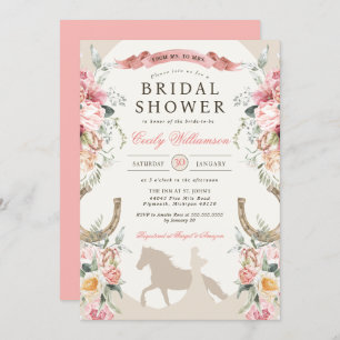 Western Ranch Rosa Blumenland Brautparty Einladung