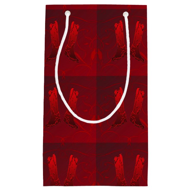Western Red Cowboy Boot Print Geschenktasche Kleine Geschenktüte (Vorderseite)